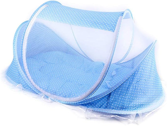 Portable Foldable Baby Bed Net Polyester Newborn Sleep Bed Travel Bed, Fabric for Easy (Sky-Blue,Green)