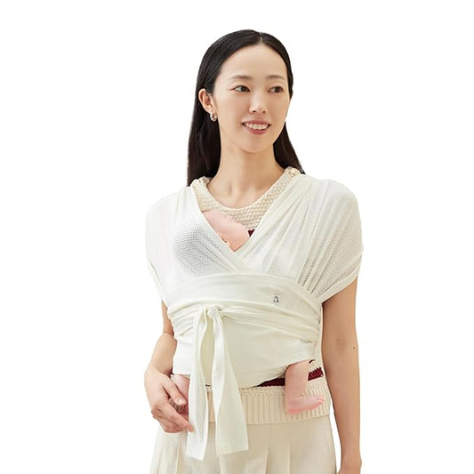 Konny Baby Carrier Flex AirMesh with Head Support- Adjustable, Easy to Wear Baby Wrap Sling, Perfect for Newborn Babies Essentials up to 44 lbs (XS-XL) - Cream