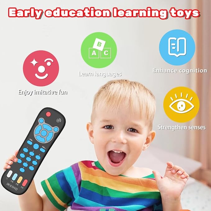 Baby Remote Control Toy for 1 Year Old Boys Girls Gifts Realistic Toddler TV Remote Toy with Music and Light Early Education Learning Toy Remote Kid Infant Baby Toys for 6 to 12 Months 12 to 18 Months