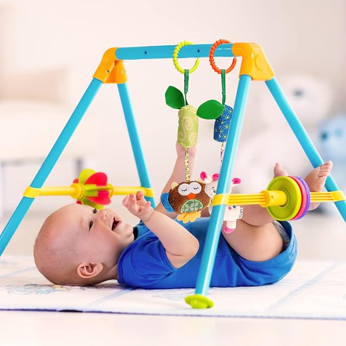 4 Packs Baby Stroller Toys Car Seat Hanging Bell For Boys Girls,Adorable Animal Infant Play Music Crib Toy Carseat Rattles Educational Toys,Kids Hand Bell Puppet With Cute Wind Chime And Squeak