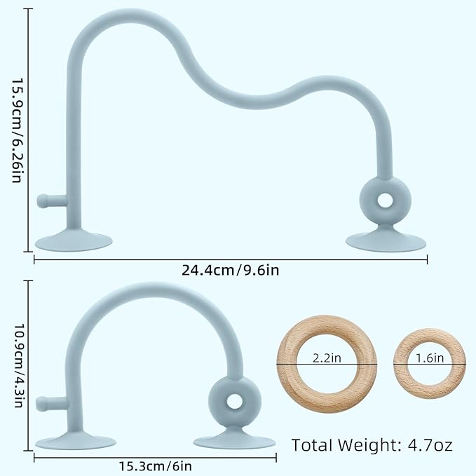 Baby Sensory High Chair Suction Toys for Infant Toddlers 12 18 Months, Food Grade Silicone String with Oak Loop Montessori Educational Parent-Child Baby Bath Toy Gift for Birthday Christmas(Blue)