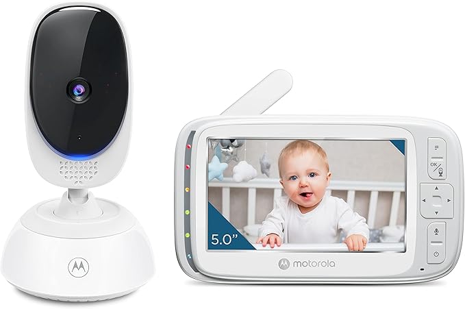 Motorola Nursery VM75 Video Baby Monitor Camera, 480x272p, 1000ft Range 2.4 GHz Wireless 5" Screen, 2-Way Audio, Temperature Sensor, Night Vision (Renewed)