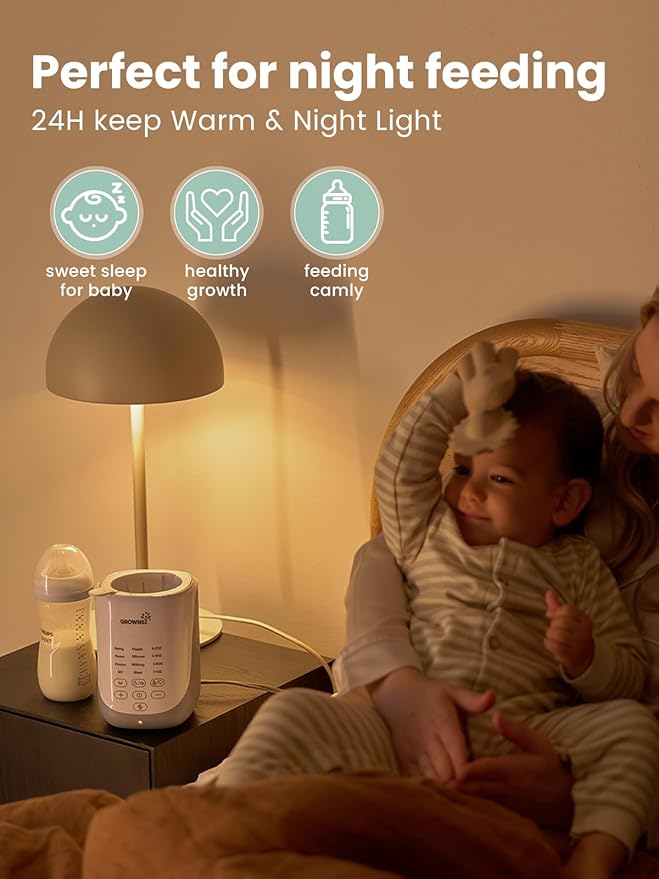 Grownsy Nutri Bottle Warmer with Innovative Auto-Lift Feature, Retain Fullest Nutrients 10-in-1 Baby Bottle Warmer, Fast & Even Heat, Always Right Temperature, Night Light for Nighttime Breastfeeding