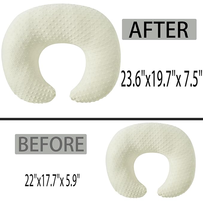 Extra Large Nursing Pillow and Positioner, Breastfeeding, Bottle Feeding, Baby Sitting Support with Soft Minky Cover, Tummy Time Support for Baby Boys and Girls (Cream Yellow, 23.6" x 19.7" x 7.5")