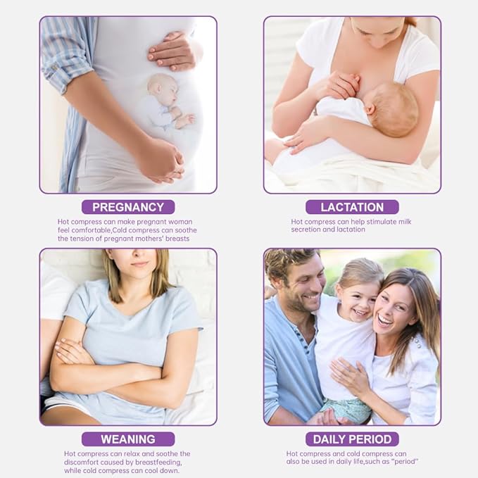 Hot/Cold Breast Gel Ice Packs Breast Cooling/Heat Pads Relief for Breastfeeding, Nursing Pain, Mastitis, Engorgement, Swelling, Plugged Ducts | Boost Milk Let-Down & Production,2 Pack (Purple)