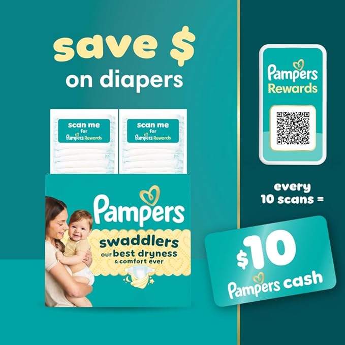 Pampers Swaddlers Diapers, Size 3 (13-26 lbs), 136 Count, Absorbent, Keeps Baby Dry and Comfortable, Skin Safe Disposable Baby Diaper (Packaging May Vary)
