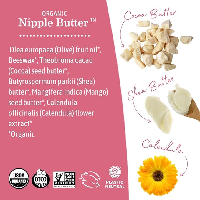 Earth Mama Organic Nipple Butter™ | Nipple Cream Safe for Breastfeeding | Postpartum Essentials for Nursing | Non Lanolin Nipple Cream, 2 fl oz (2-Pk) (Pack of 2)