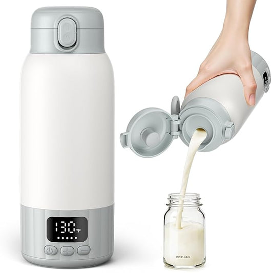 Portable Bottle Warmer for Travel, Fast Heating Milk Warmer On The Go, 17 OZ Bottle Warmers for Breast Milk, Formula, Water, Temp Control 98°F -131°F, Baby Essentials for Outdoor Airplane Car Journey