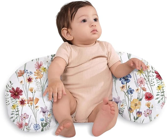 Little Grape Land Nursing Pillow,Upgraded Breast Feeding Pillow for Mom,Breastfeeding & Bottle Feeding for 0–16 Months, Soft Machine Washable Cover with Firm Filling,Spring Flower