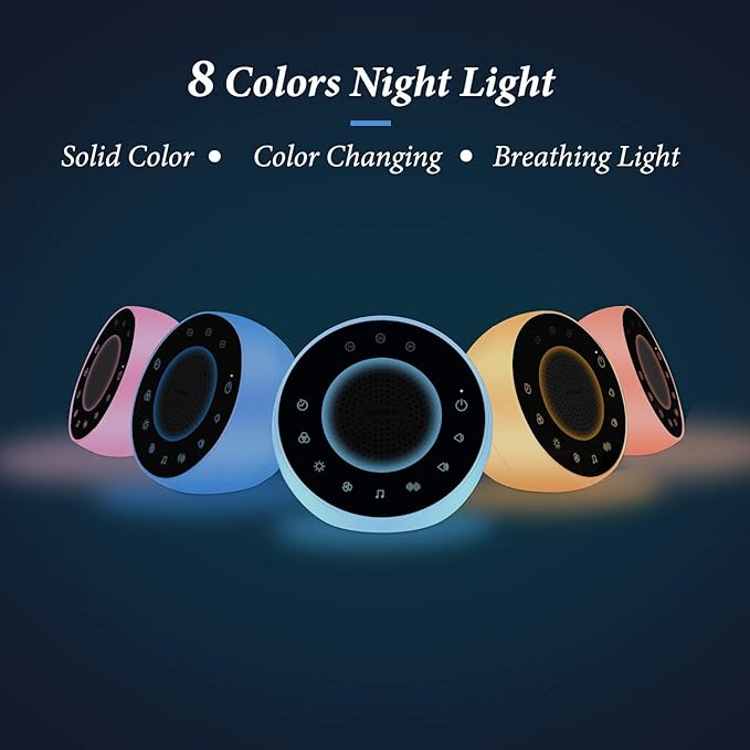 Housbay Glows White Noise Sound Machine, 31 Soothing Sounds, Colored NightLight for Kids & Baby, Small Travel Sleep Machine & Noise Canceling for Sleeping, Relaxation