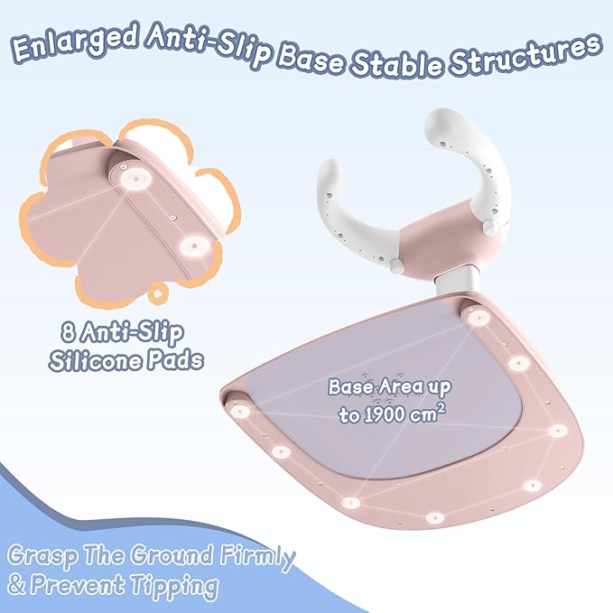 Baby Shower Stand, Toddler Bath Standing Support with Anti-Slip Base and Shower Holder, Adjustable Height, Soporte para Bañera de Bebé, Ideal Gift for Infants 6-36 Months-Pink