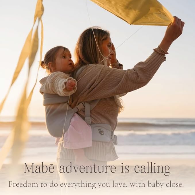 Mabē Monarch Ergonomic Baby Carrier – Premium Cotton Soft Structured Newborn to Toddler Carrier with Hip-Healthy Design, 3 Carry Positions (7-35lbs), Lightweight & Breathable, (Ebony Check)