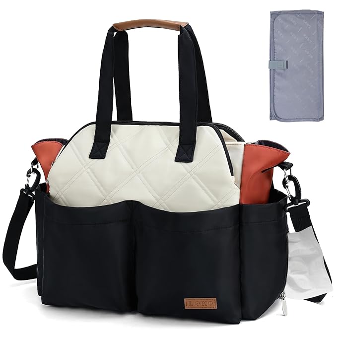 Lekebaby Diaper Bag Tote for Baby - 17 Pockets Large Travel Diaper Tote with Portable Changing Pad, Mom Crossbody Hospital Bag for Labor Delivery, Waterproof, Baby Essentials for Newborn Gifts, Beige