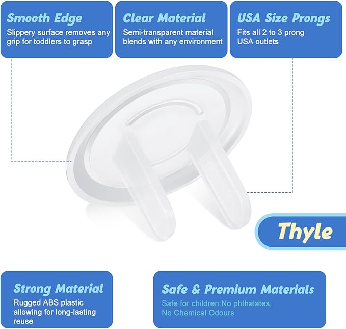 Thyle 200 Pcs Outlet Covers Bulk Child Baby Proofing Plug Covers for Electrical Outlets Easy Install Socket Sturdy Safe Secure Baby Proofing Kit for Home Office Bulk
