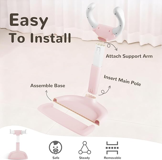 EC-Gaze Baby Shower Stand – Adjustable Baby Bath Stand & Standing Baby Bathtub, Baby Shower Standing Support, Toddler Shower Stand for Infants 8–36 Months(Pink)