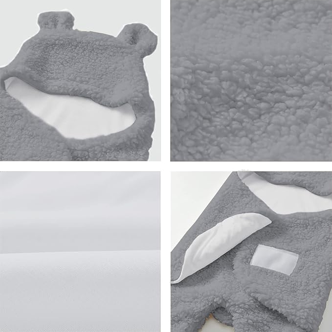 Nunibum Baby Swaddle Blanket Boys Girls Cute Plush Receiving Blanket Ultra-Soft Newborn Sleeping Wraps for Infant 0-6 Months - Grey