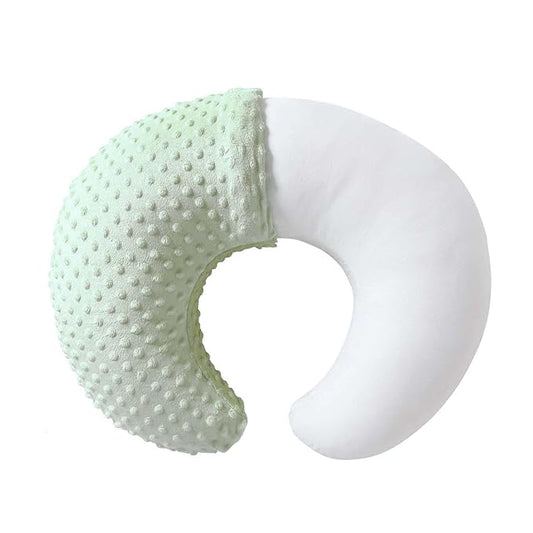 QUENESS Nursing Pillow and Positioner, Breastfeeding, Bottle Feeding, Baby Sitting Support with Removable Ultra Soft Cover, Tummy Time Support for Baby Boys and Girls (Green)
