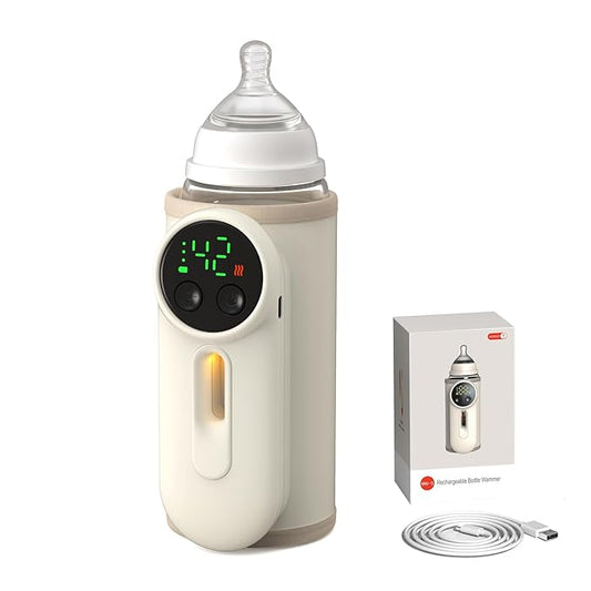 Portable Baby Bottle Warmer,Baby Breastmilk Bottle Warmer Multi-Function Milk Formula Heater,Defrosting Fits Most Bottles Ideal for Travel & Home Baby Feeding On The Go,8000 mAh Battery