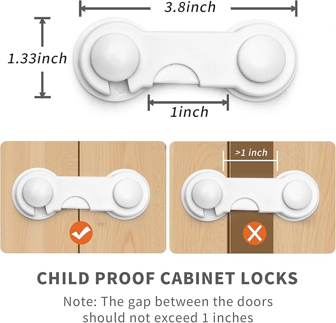 Cabinet Locks - Easy to Install no Tools Need or Drill - 4 Pack Child Safety Cabinet Proofing Baby Safety Cabinet Locks for Furniture Kitchen Ovens Toilet Seats