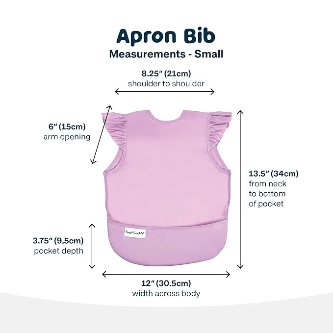 Tiny Twinkle Mess Proof Baby Bib for Girls | Waterproof Toddler Bib for Eating | Baby Apron for Feeding | Machine Washable | Perfect Shower Gift (Lilac, Small 6-24 Months)