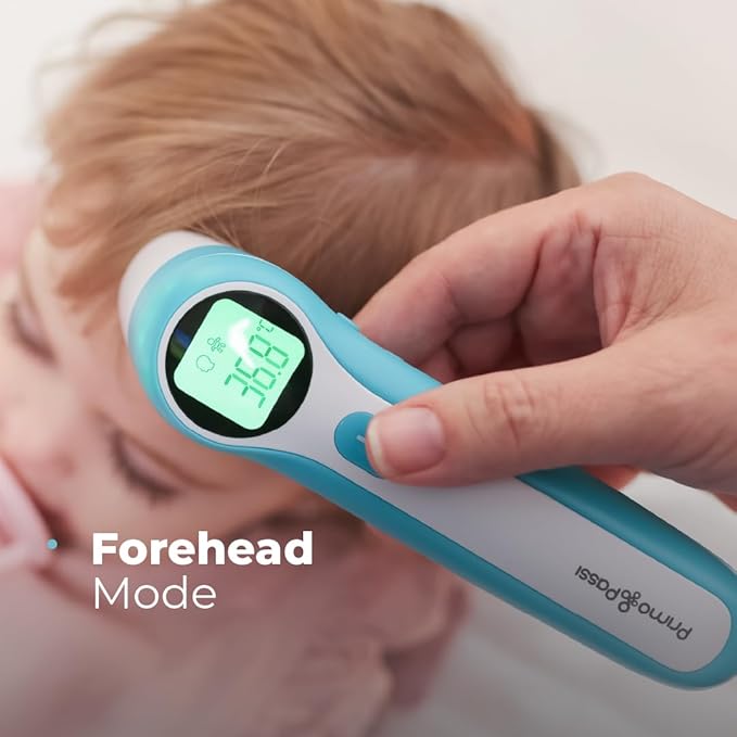 Forehead & Ear Thermometer for Mom & Baby, 1 Second Readings, Fever Alert, Automatic Switch Between oC/of