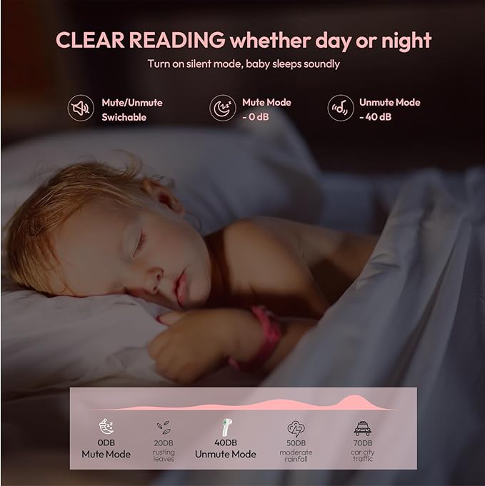 Forehead Thermometer for Adults, Kids & Babies, No-Touch Digital Thermometer with LCD Backlight Display, Fever Alarm and 1s Instant Reading - Pink