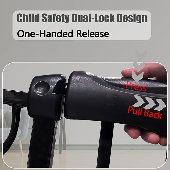 Heavy Duty Baby & Dog Safety Gate, Extra Wide 85.8-90.5 Inch,Black Metal, Pressure Mounted No Drilling Pet Gate for Large Openings