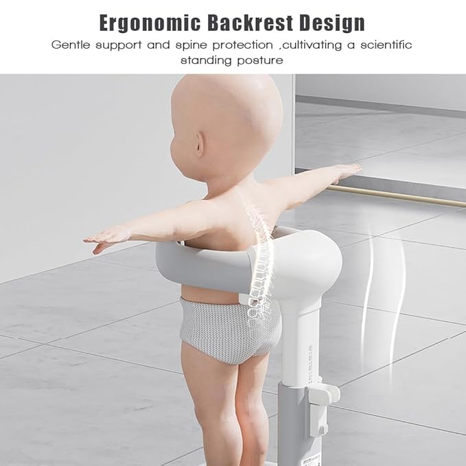 Baby Shower Stand 2025 Upgraded, Removable base, Shower Standing Support with Adjustable Height and Armrest, Bath Stand with Anti-Skip and Shower Head Holder, Ideal Gift for Infants 6-36 Months (grey)