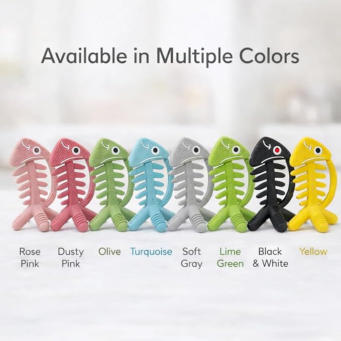 3 in 1 Infant Toys, Baby Teething Toys 3–6 6–12 Months, Teethers for Babies 0–3–6–12 Months for Teething Relief, Baby Gift, Baby Teether Toys, Silicone Sensory Toys,USA Patent Pending, Fish-Rose Pink