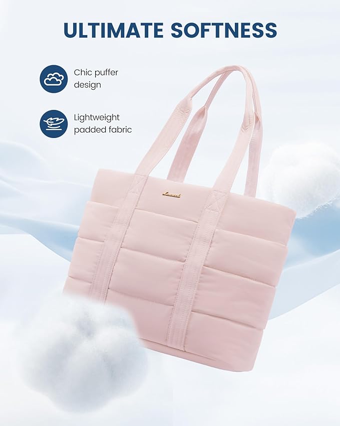 LOVEVOOK Diaper Bag Tote, 15.6inch Puffer Baby Diaper Bag Waterproof Travel Diaper Tote with Changing Pad Pacifier Case