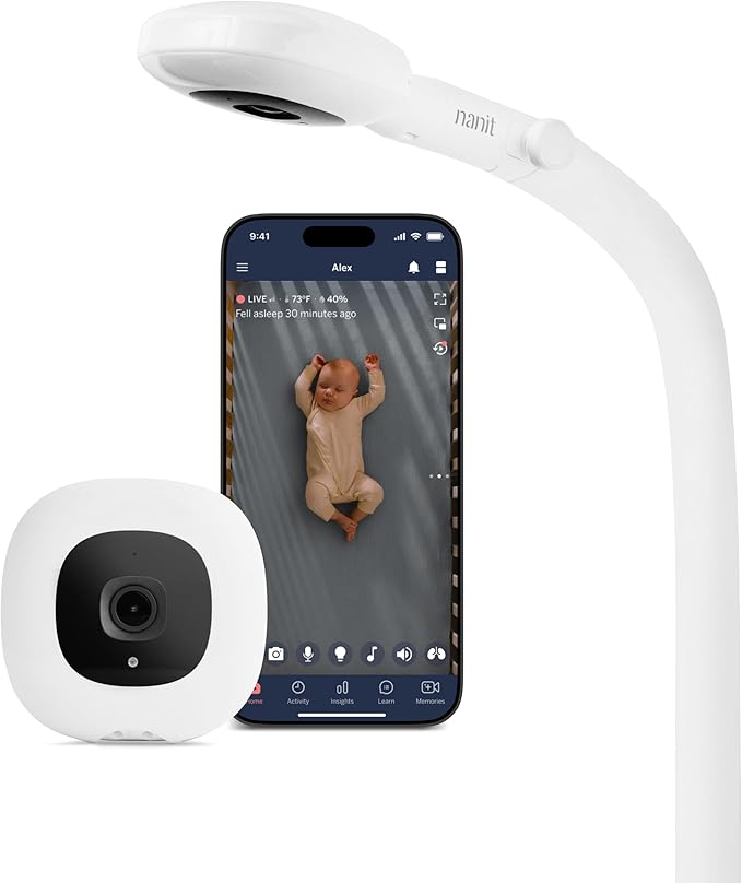 Nanit Pro Smart Baby Monitor - 1080p Wi-Fi Video Camera, 2-Way Audio, See Your Baby from Anywhere, Sound/Motion/Cry Notifications, Night Vision