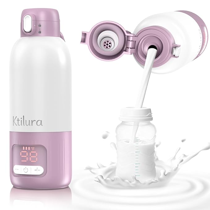 Portable Bottle Warmer for Travel,2Min Fast Heating,16000mAh Battery Baby Bottle Warmer for Breast Milk/Formula/Water,17 Oz Large Capacity Milk Warmer w/Sterilizer/Fast Charge/8-Temp Control