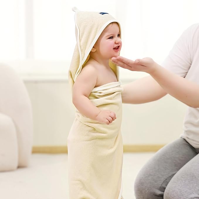 GRSSDER Baby Hooded Towel 2 Pack for Newborn, Super Soft Bath Towels with Original Designs, Ultra Absorbent Knit Terry, Large Toddler Towels with Hood for Boys Girls, Shower Gifts for Infant,34"x 34"