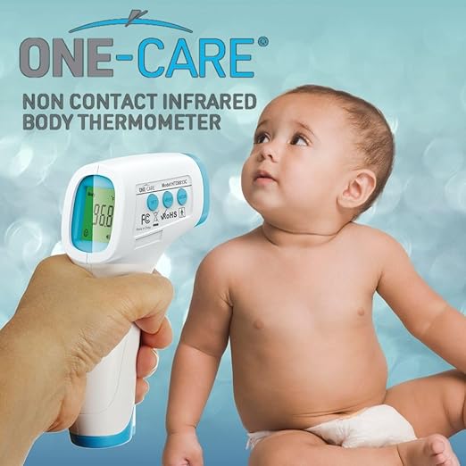 ONE-CARE Digital Infrared Thermometer HTD8813C - Non-Contact, Homedics Thermometer, High Accuracy, Fast Reading, Body & Room Temp, Newborn Baby to Adult, Fever Alarm, Large Display