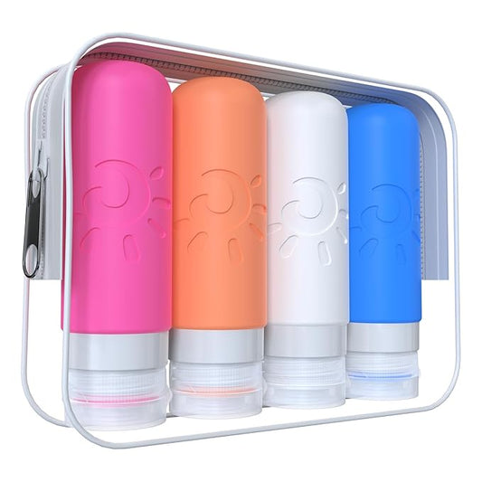 Zafit Travel Bottles for Toiletries, TSA Approved Travel Containers 3oz Leak Proof Travel Tubs Refillable Liquid Travel Accessories for Shampoo Conditioner Lotion Body Wash(Multicolored D)