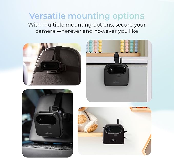 Tiny Traveler Ai Smart Wireless Baby Car Monitor with Power Bank - AI-Powered Safety Alerts: Cry/Laugh/Stand Detection, Virtual Fence, Long Range 1000ft Night Vision Lullabies Night Light - Black