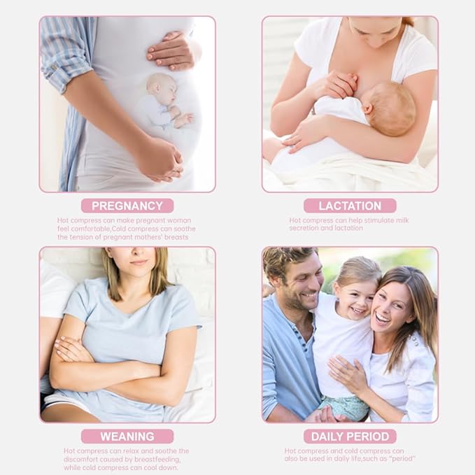 Hot/Cold Breast Gel Ice Packs Breast Cooling/Heat Pads Relief for Breastfeeding, Nursing Pain, Mastitis, Engorgement, Swelling, Plugged Ducts | Boost Milk Let-Down & Production,2 Pack (Pink)