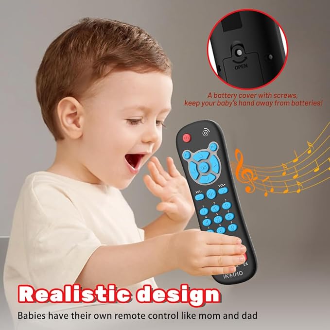 Baby Remote Control Toy for 1 Year Old Boys Girls Gifts Realistic Toddler TV Remote Toy with Music and Light Early Education Learning Toy Remote Kid Infant Baby Toys for 6 to 12 Months 12 to 18 Months