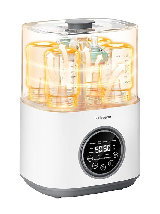 Bottle Sterilizer and Dryer, Felizbebe Large Capacity Steam Baby Bottle Sterilizer, Esterilizador de Biberones, Sterilizer for Bottles, Pacifiers, Pump Parts, Touch Screen & Auto-Off