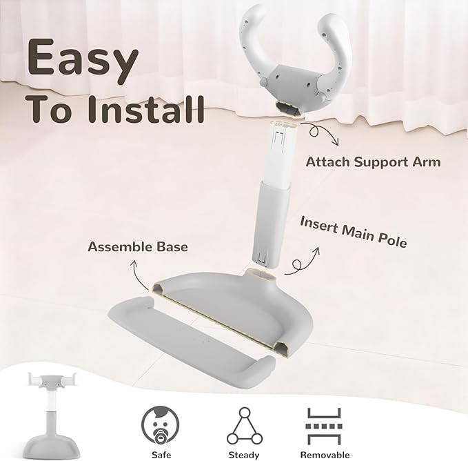 EC-Gaze Baby Shower Stand – Adjustable Baby Bath Stand & Standing Baby Bathtub, Baby Shower Standing Support, Toddler Shower Stand for Infants 8–36 Months (Grey)