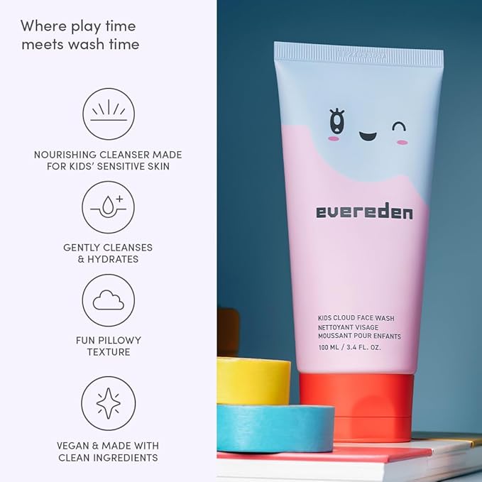 Evereden Kids Cloud Face Wash: Tropical Sorbet, 3.4 fl oz | Creamy & Fun Skin Care for Kids | Easy-to-Use Face Wash | Non-toxic Skin Care for Sensitive Skin