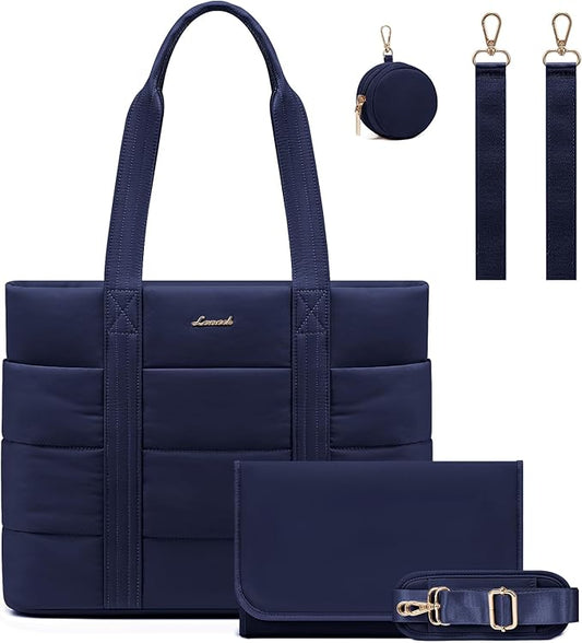 LOVEVOOK Diaper Bag Tote, 15.6inch Puffer Baby Diaper Bag Waterproof Travel Diaper Tote with Changing Pad Pacifier Case