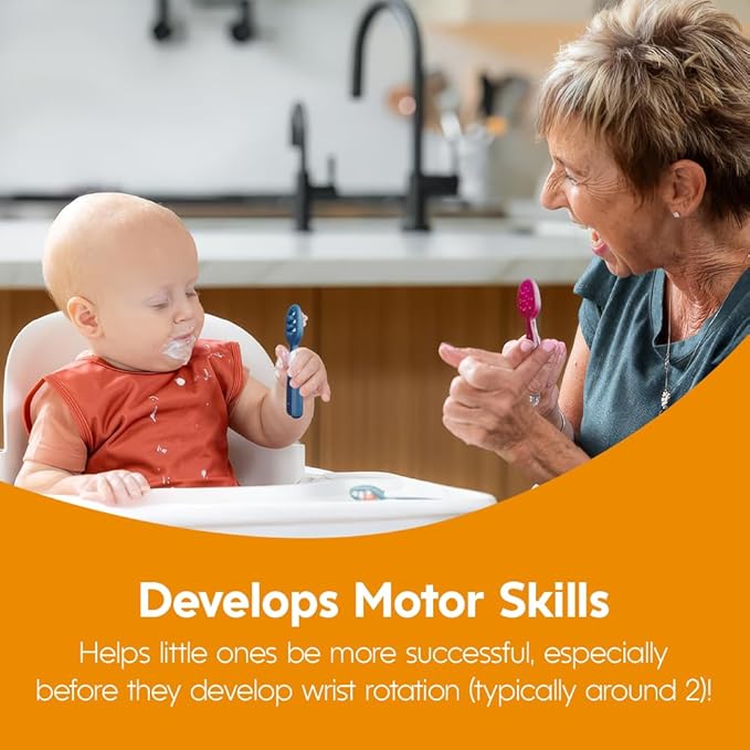 NumNum Baby Spoons Set, Feeding Littles x Silicone Pre-Spoon GOOtensils for Baby Led Weaning, Self-Feeding & Teething, First Stage Toddler Utensils for Ages 6+ Months, 3-Pack, BPA-Free (Jewel Tones)