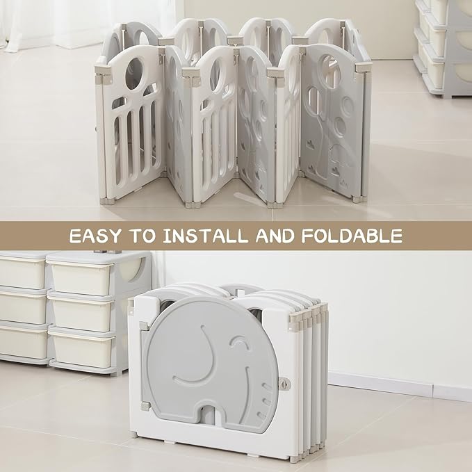 LulliSpace Baby Playpen,for Kids and Toddlers,Kids Activity Centre Safety Play Yard,Safety Gates for Indoor&Outdoor,Sturdy Baby Fence Area,Portable, Educational, and Safe Play Yard 18 Panels, White