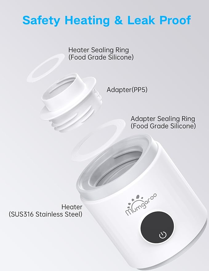 Bottle Warmer, Portable Bottle Warmer, Fast Heating Baby Bottle Warmer with 4 Adapters, Rechargeable Travel Bottle Warmer with Precise Temperature Control for Breastmilk Formula