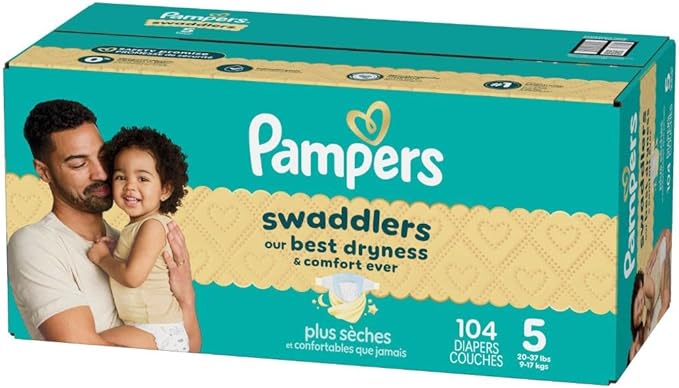Pampers Baby Diapers - Swaddlers - Size 5, 104 Count, Ultra Absorbent Disposable Infant Diaper