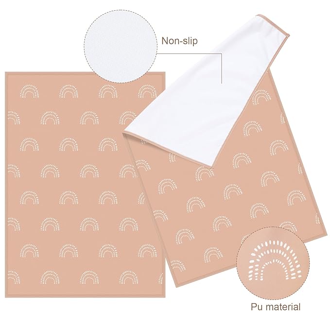 Geelin 3 Pcs PU Baby Diaper Changing Pad Liner 20 x 28 Inch Foldable Portable Waterproof Changing Pads Mat for Toddler Baby Newborns Travel Seating Lie Bed Gifts Supplies