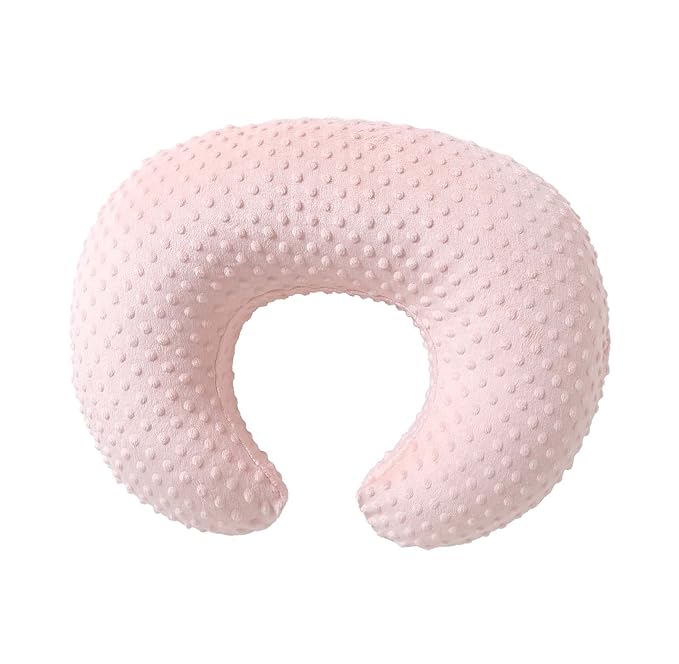 QUENESS Nursing Pillow and Positioner, Breastfeeding, Bottle Feeding, Baby Sitting Support with Removable Ultra Soft Cover, Tummy Time Support for Baby Boys and Girls (Lightpink)