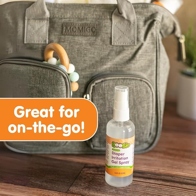 Boogie Hypochlorous Acid Diaper Irritation Gel Spray, Baby Essentials for Diaper Rash, Soothing Cleansing Spray, 3.4oz