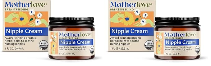Motherlove Nipple Cream (1 oz) Organic Lanolin-Free Nipple Cream for Breastfeeding—Benefits Nursing & Pumping Moms (Pack of 2)